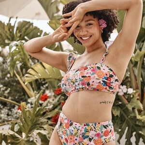 Summersalt Rifle Paper Co Garden Party Bikini Top and Bottom, Size 4